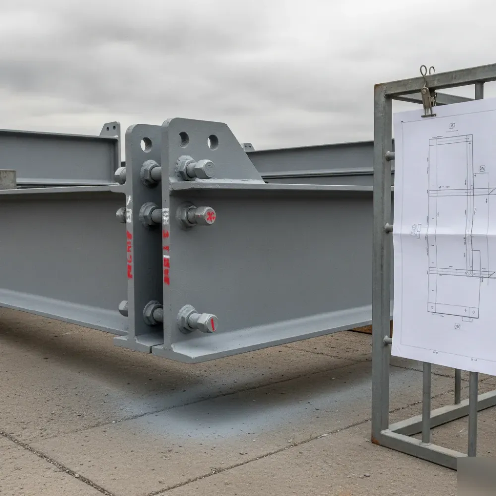 Finished bolted steel connection built from Calgary 3D structural steel drawings