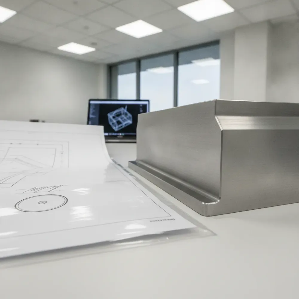 Stamped drawing and finished part after Calgary engineering design validation service
