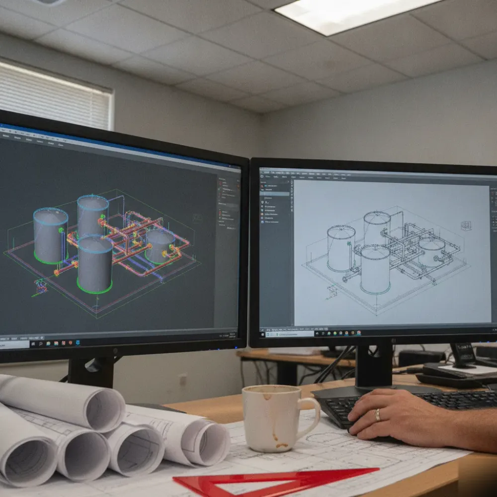 Completed 3D facility model reviewed on screen for Calgary sign-off