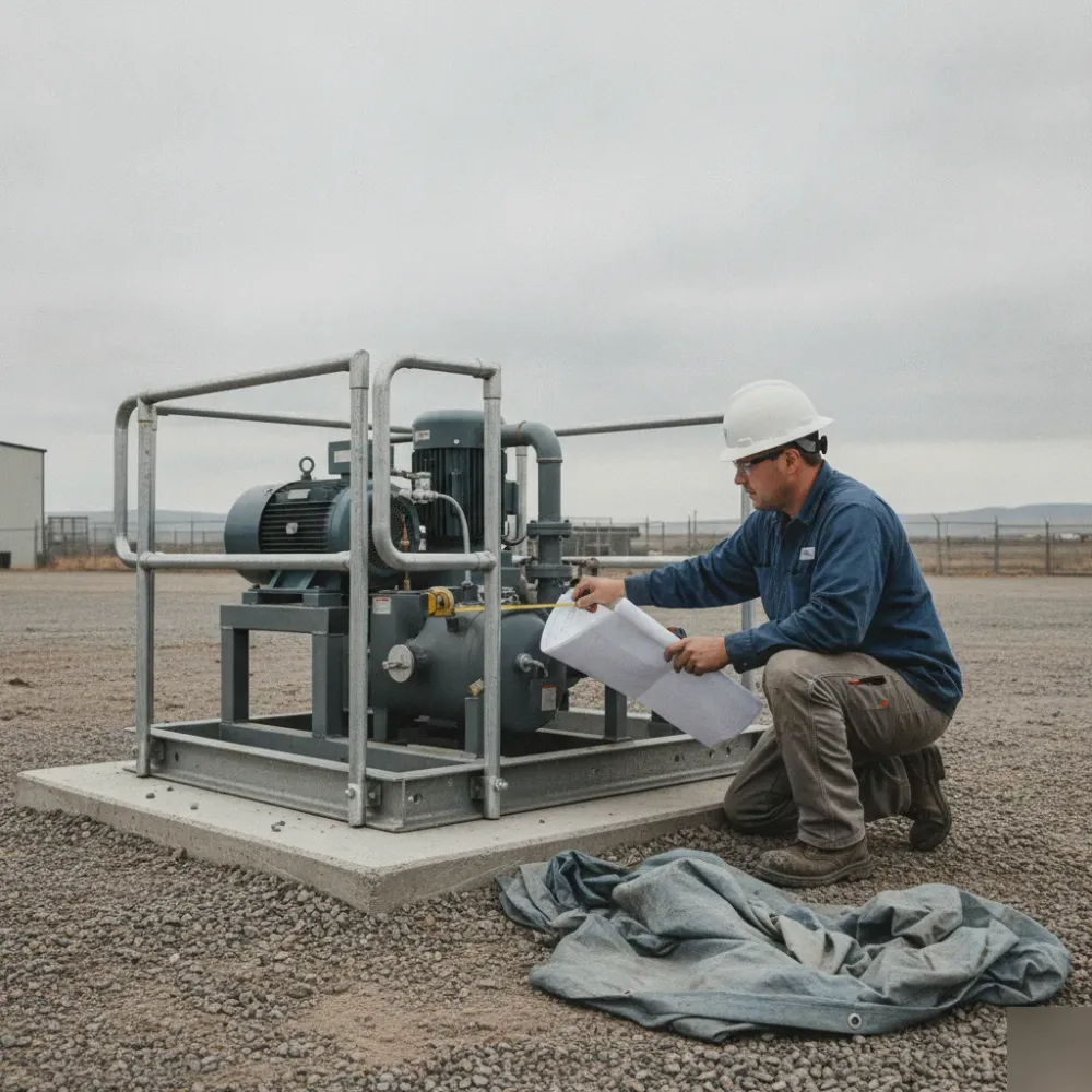 Fabricator checking standard skid drawing without custom 3D modeling Calgary