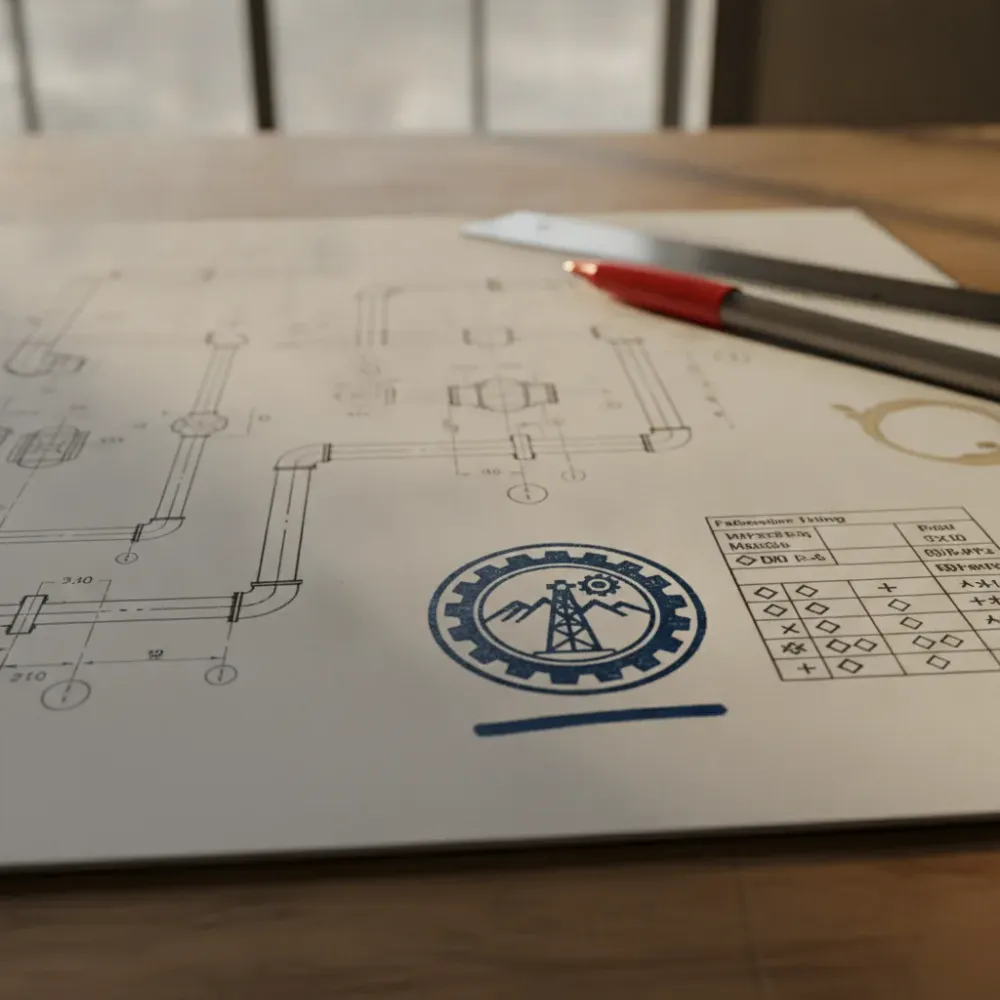Engineer stamp on pump skid drawing for Alberta pressure equipment approval